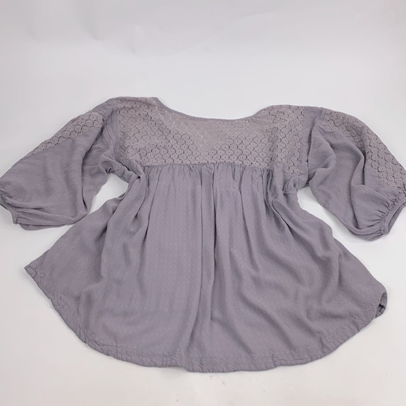 Free People Pullover Top shirt purple lavender Size Small oversized Lace Tassel - Picture 2 of 16